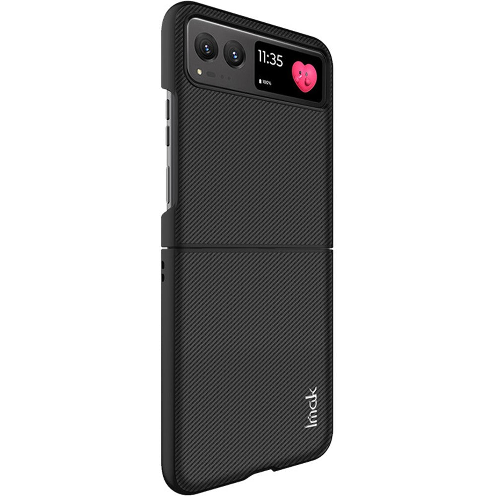 PC+PU Leather Phone Case with Carbon Fibre Texture Effect IMAK Ruiyi Series for Motorola Razr 40 5G