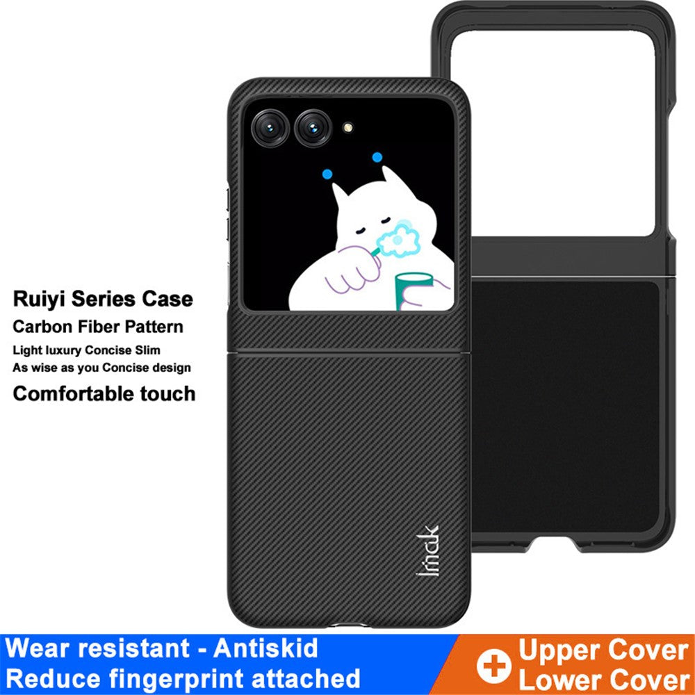 PC+PU Leather Phone Case with Carbon Fibre Texture Effect IMAK Ruiyi Series for Motorola Razr 40 Ultra 5G
