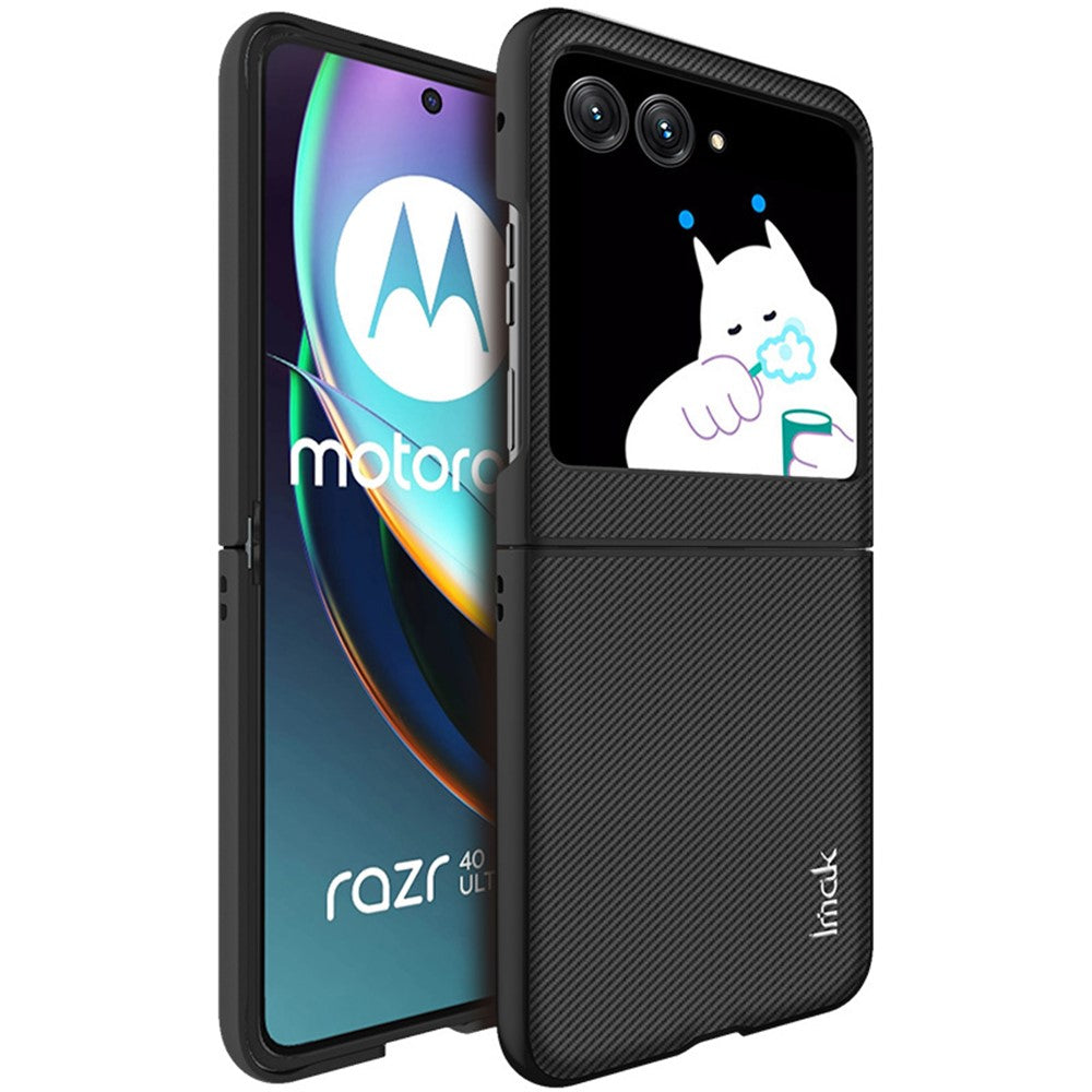 PC+PU Leather Phone Case with Carbon Fibre Texture Effect IMAK Ruiyi Series for Motorola Razr 40 Ultra 5G