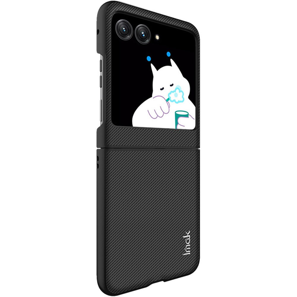 PC+PU Leather Phone Case with Carbon Fibre Texture Effect IMAK Ruiyi Series for Motorola Razr 40 Ultra 5G