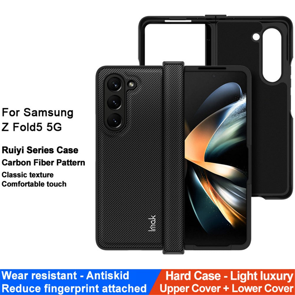 PC+PU Leather Phone Case with Carbon Fiber Texture IMAK Ruiyi Series for Samsung Galaxy Z Fold5 5G