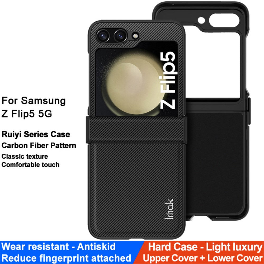 PC+PU Leather Phone Case with Carbon Fiber Texture IMAK Ruiyi Series for Samsung Galaxy Z Flip5 5G