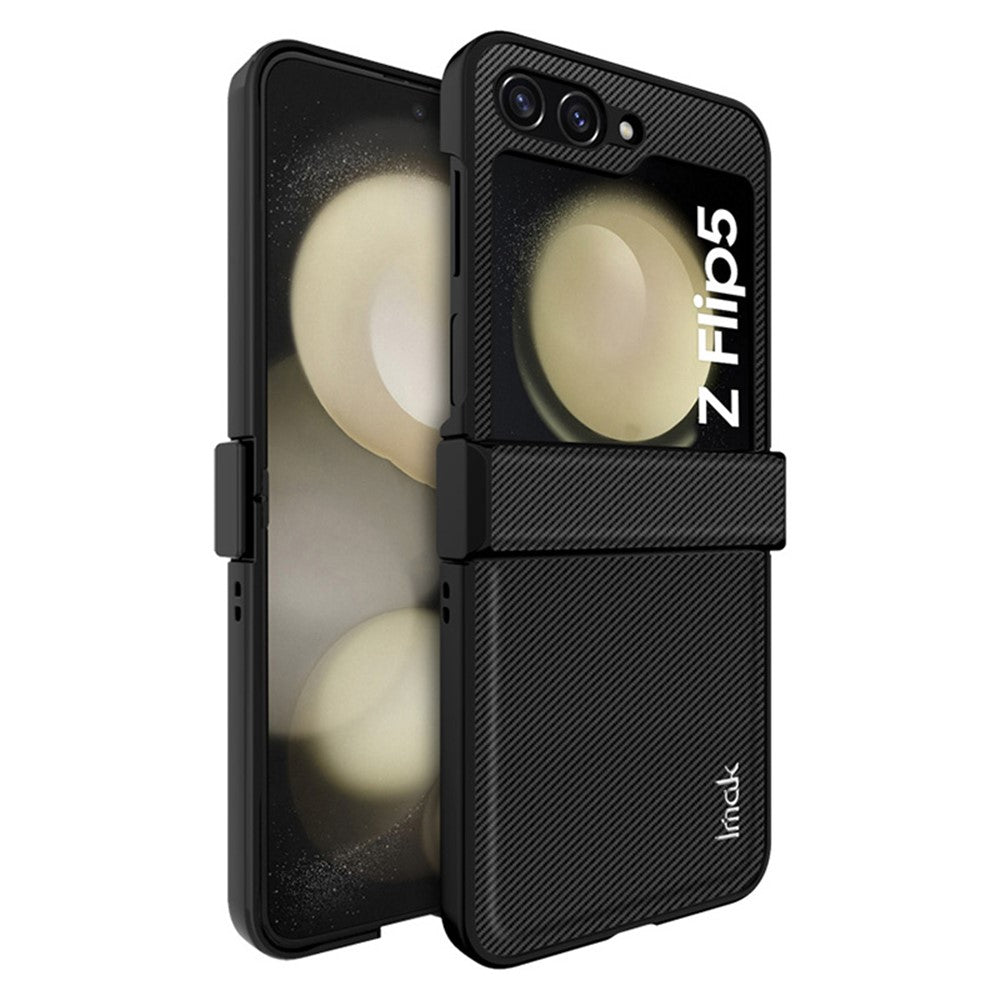 PC+PU Leather Phone Case with Carbon Fiber Texture IMAK Ruiyi Series for Samsung Galaxy Z Flip5 5G