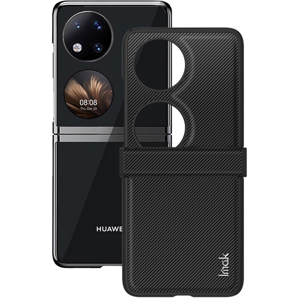 High Quality PC+PU Leather Phone Case with Carbon Texture IMAK Ruiyi Series for Huawei Pocket 2