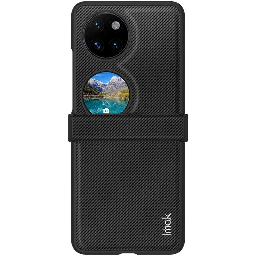 High Quality PC+PU Leather Phone Case with Carbon Texture IMAK Ruiyi Series for Huawei Pocket 2