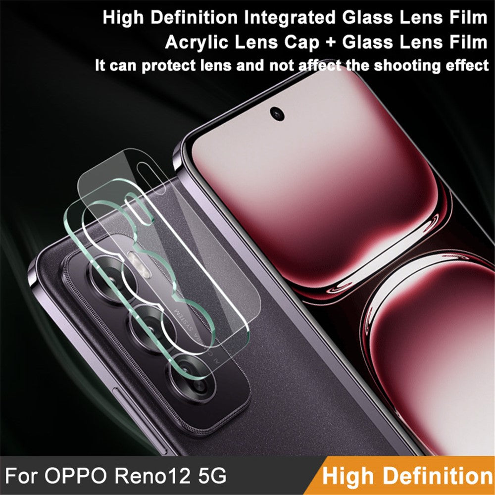 Tempered Glass Camera Lens Film+Acrylic Lens Cap IMAK For Oppo Reno12 5G (Global)