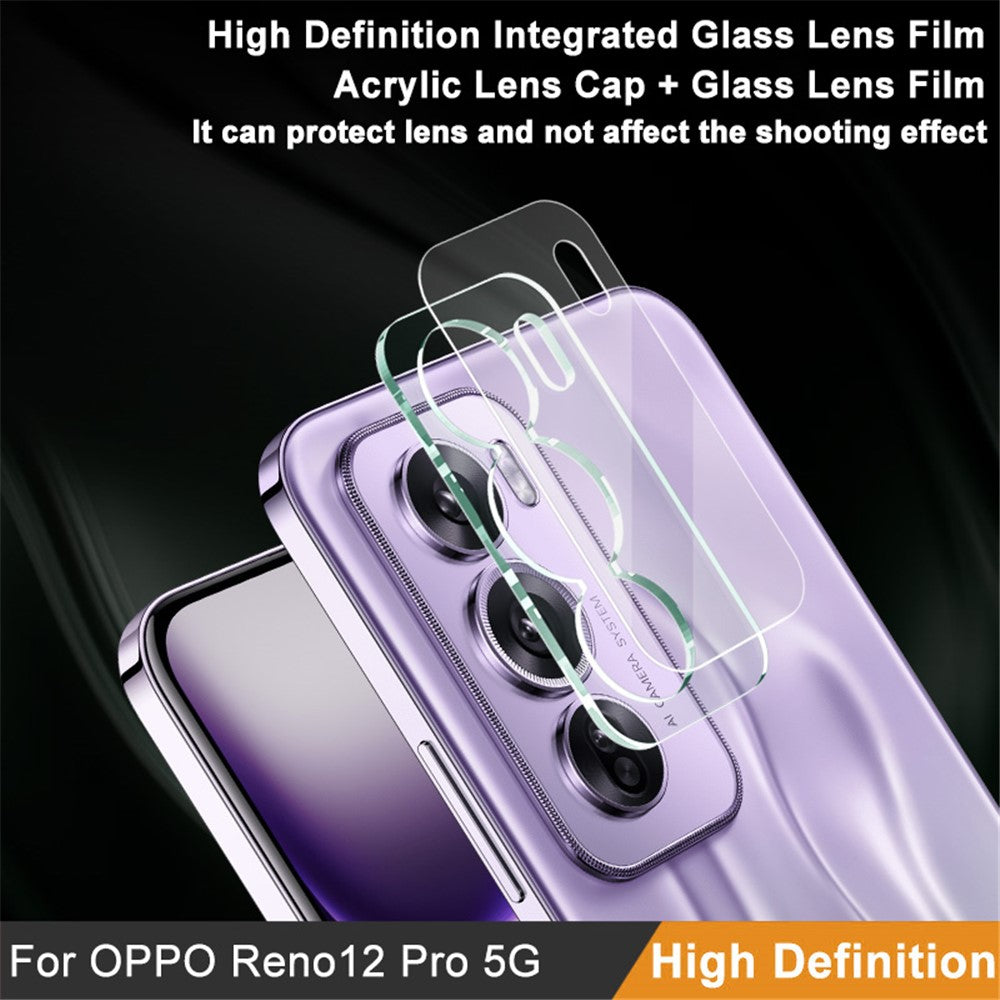 Tempered Glass Camera Lens Film+Acrylic Lens Cap IMAK For Oppo Reno12 Pro 5G (Global)