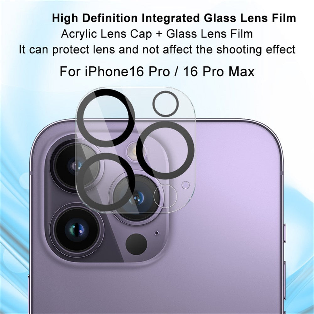 Tempered Glass HD Camera Lens Film + Acrylic Lens Cap IMAK For iPhone 16 Pro / 16 Pro Max