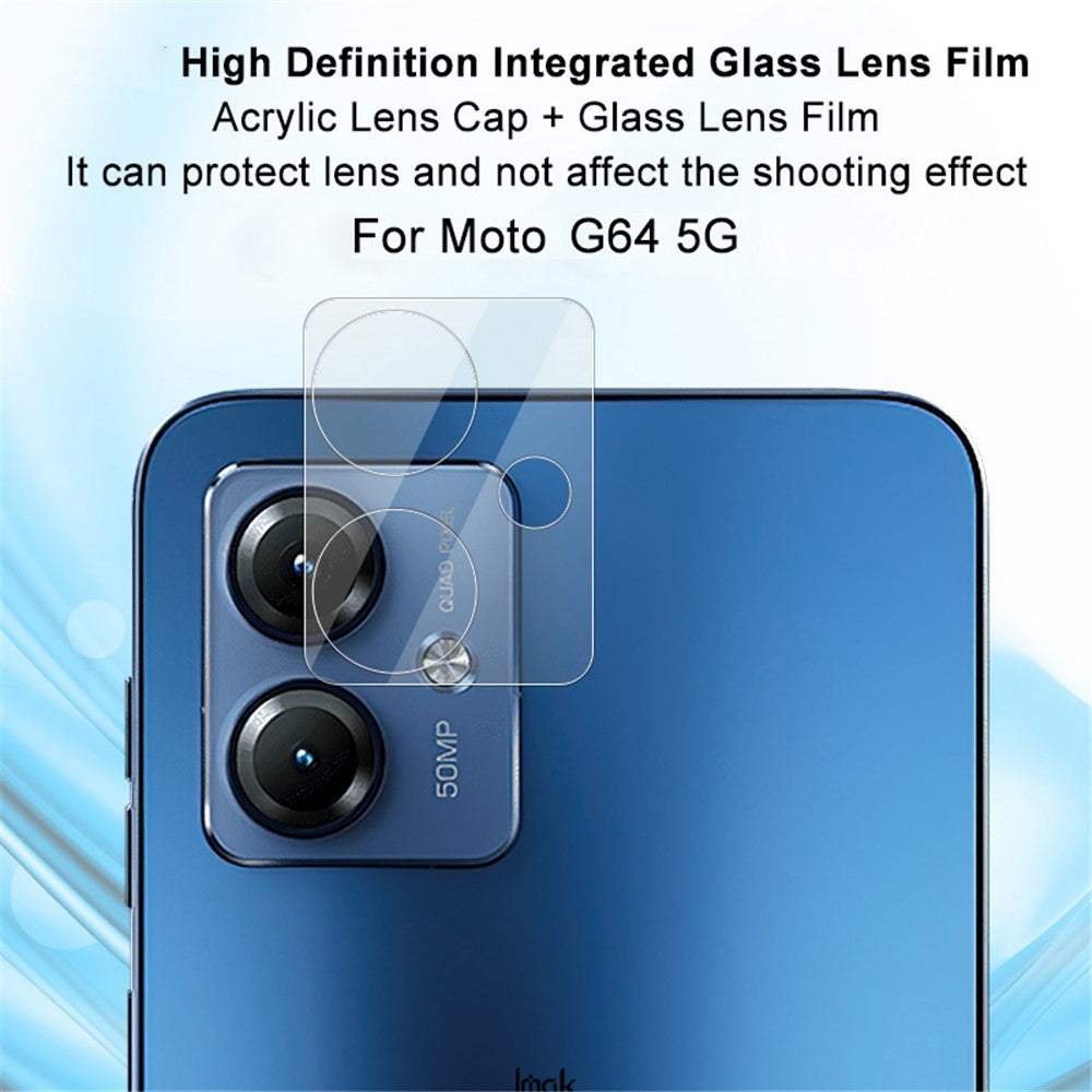 Tempered Glass Camera Lens Protector with Acrylic Lens Cap IMAK For Motorola Moto G64 5G