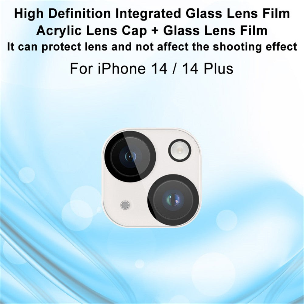 Tempered Glass HD Camera Lens Film + Acrylic Lens Cap IMAK For iPhone 14 / 14 Plus