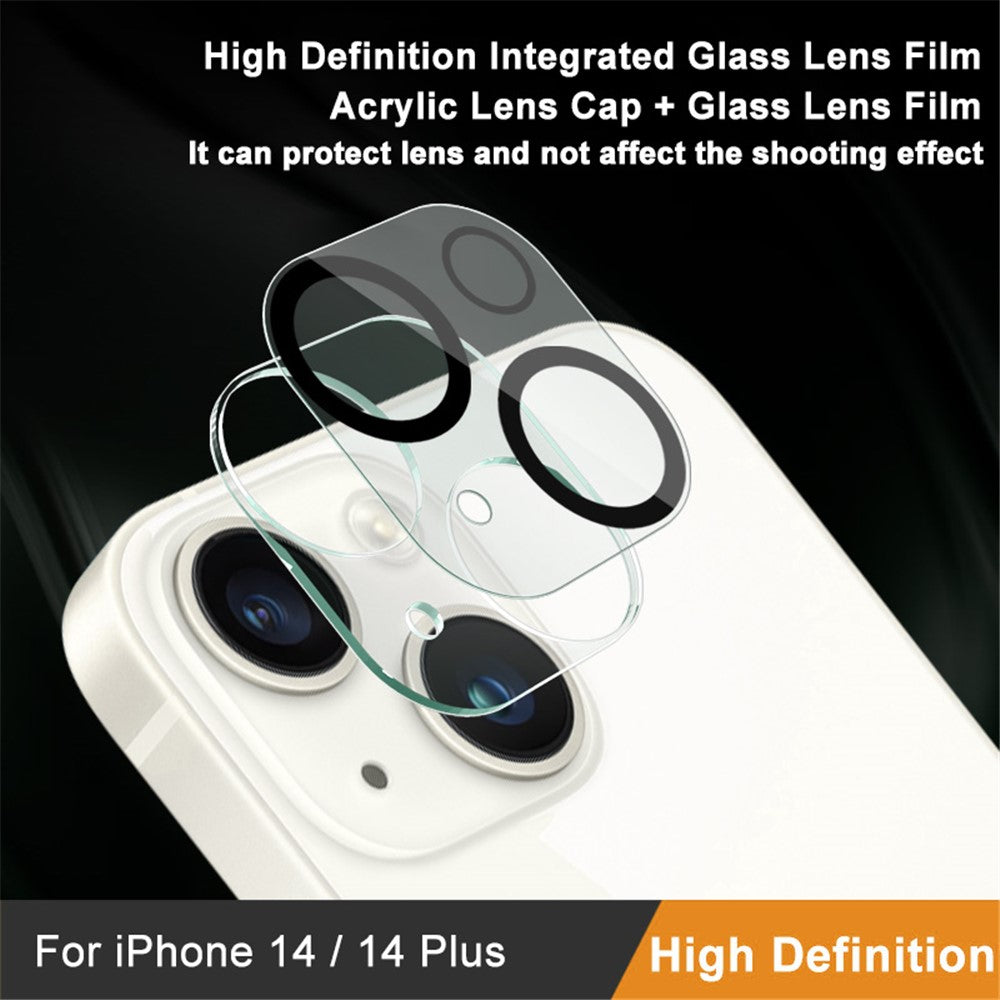 Tempered Glass HD Camera Lens Film + Acrylic Lens Cap IMAK For iPhone 14 / 14 Plus