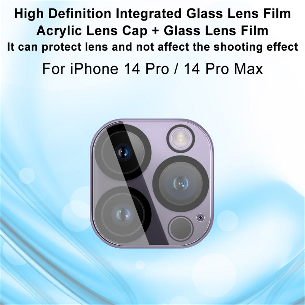 Tempered Glass HD Camera Lens Film + Acrylic Lens Cap IMAK for iPhone 14 Pro / 14 Pro Max