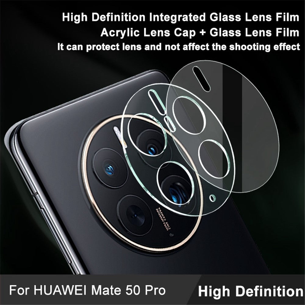 IMAK For Huawei Mate 50 Pro 4G Camera Lens Protector HD Tempered Glass Camera Lens Film + Acrylic Lens Cap