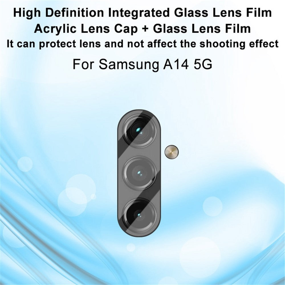 IMAK Camera Lens Film for Samsung Galaxy A14 5G / 4G , Integrated Tempered Glass Lens Protector + Acrylic Lens Cap