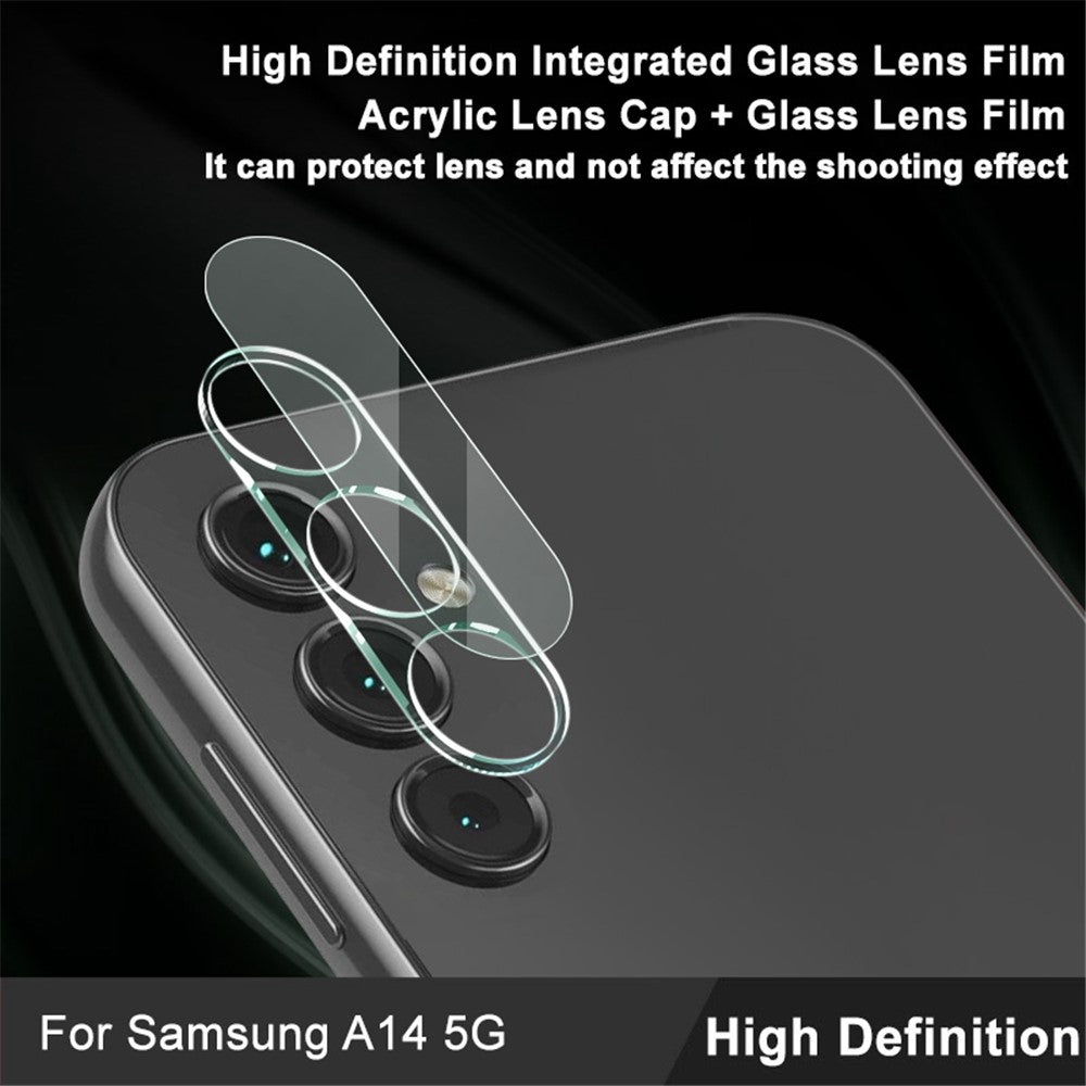 IMAK Camera Lens Film for Samsung Galaxy A14 5G / 4G , Integrated Tempered Glass Lens Protector + Acrylic Lens Cap