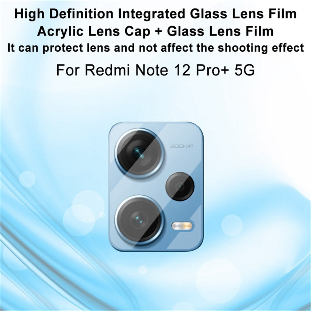 Tempered Glass Camera Lens Film+Acrylic Lens Cap IMAK For Xiaomi Redmi Note 12 Pro+ 5G / Note 12 Explorer 5G / Note 12 Trendy Edition