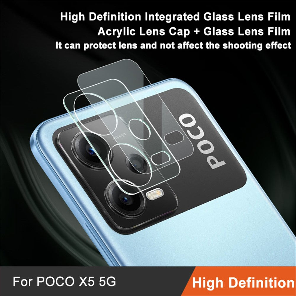 Tempered Glass Camera Lens Film+Acrylic Lens Cap IMAK For Xiaomi Redmi Note 12 5G (India) / Poco X5 5G