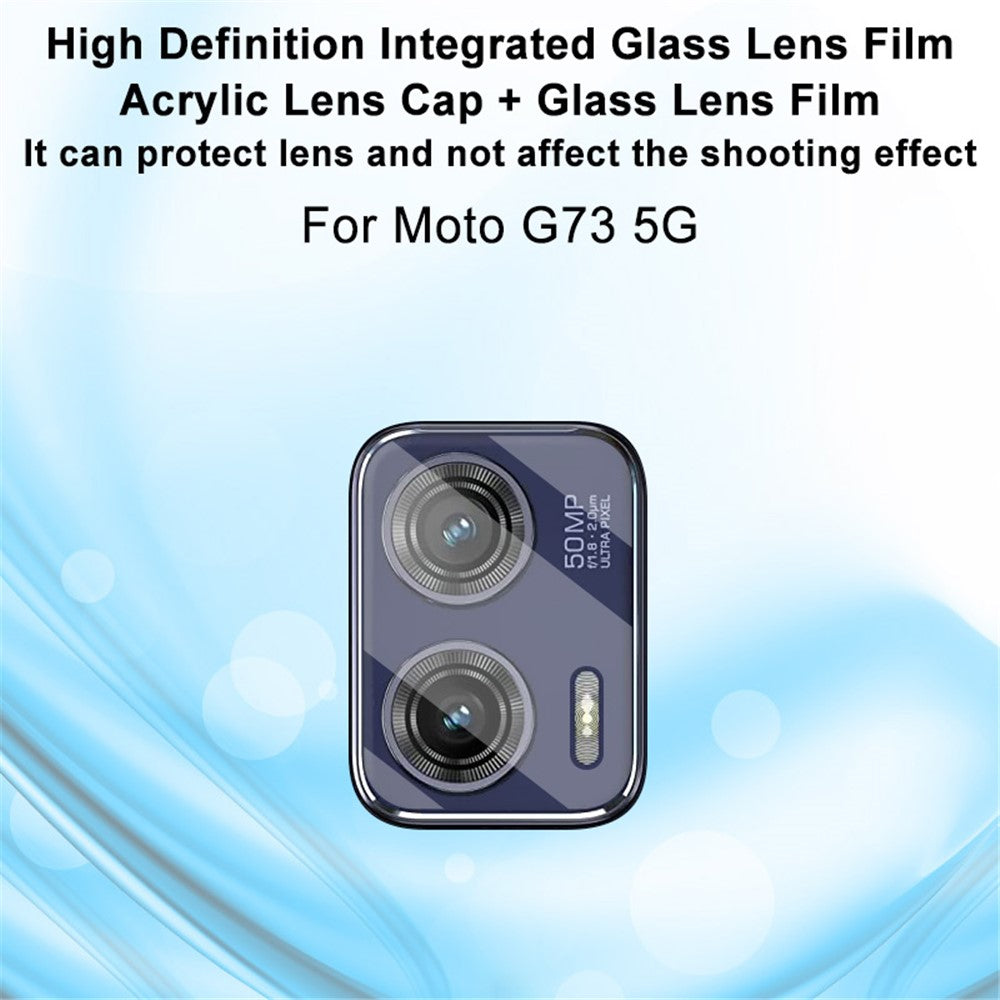 Tempered Glass Camera Lens Protector with Acrylic Lens Cap IMAK For Motorola Moto G73 5G