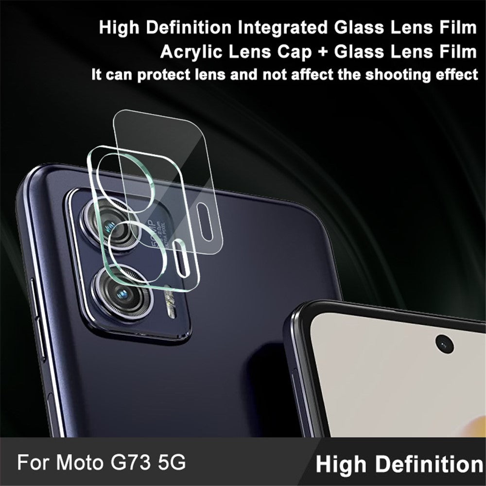 Tempered Glass Camera Lens Protector with Acrylic Lens Cap IMAK For Motorola Moto G73 5G