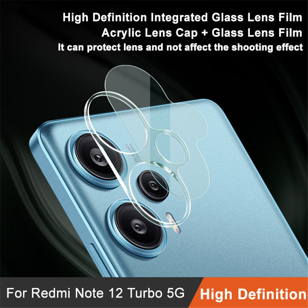 Tempered Glass Camera Lens Film+Acrylic Lens Cap IMAK For Xiaomi Redmi Note 12 Turbo / Poco F5 5G