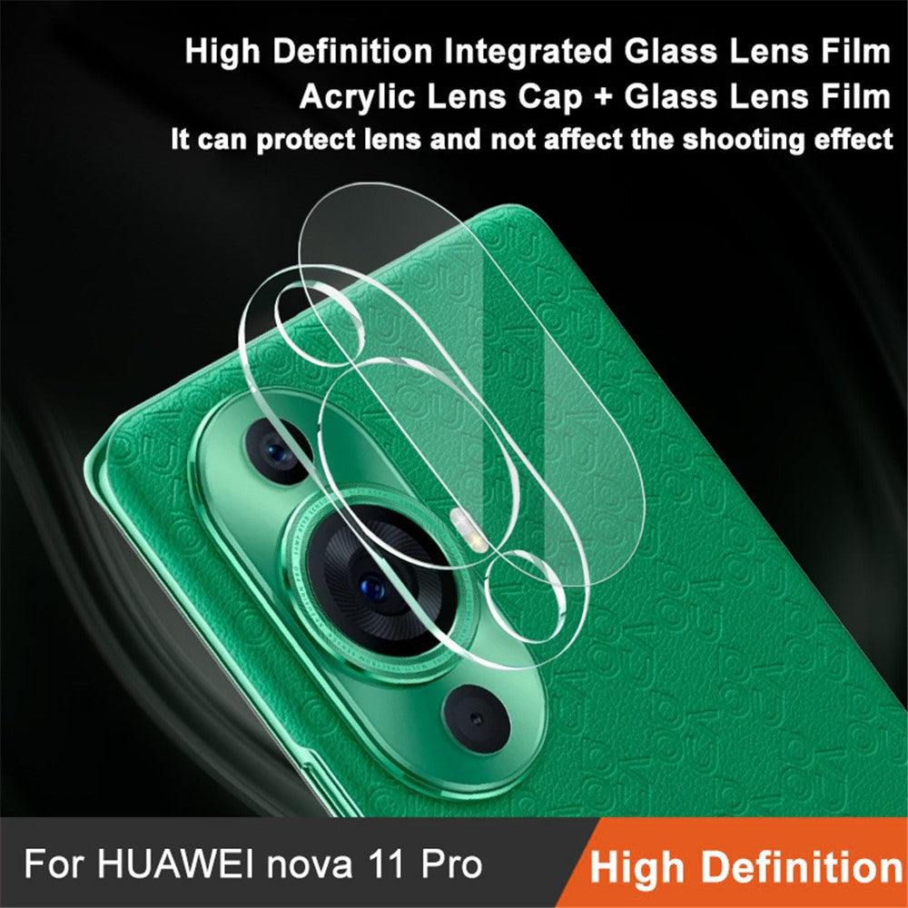 IMAK Integrated Lens Film for Huawei nova 11 Pro / nova 11 Ultra , Clear Tempered Glass Lens Protector + Acrylic Lens Cap