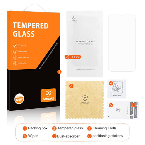 AMORUS Crystal Clear Tempered Glass Screen Protector for For iPhone 14 Pro Max