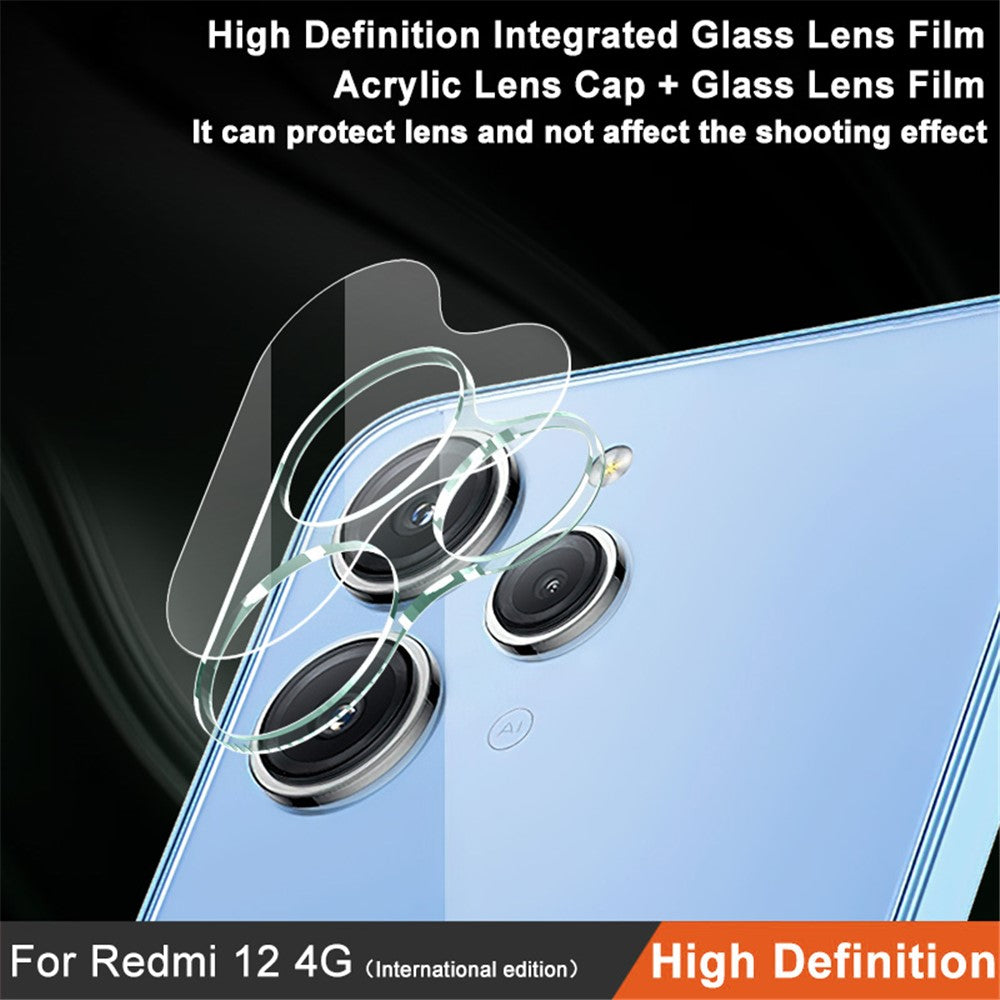 Tempered Glass Camera Lens Film+Acrylic Lens Cap IMAK Lens Protector for Xiaomi Redmi 12 4G