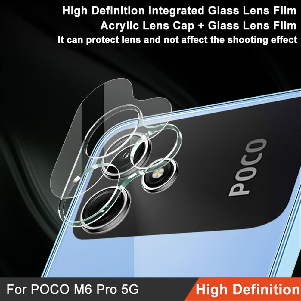 Tempered Glass Camera Lens Film+Acrylic Lens Cap IMAK for Xiaomi Redmi 12 5G (Global) / Poco M6 Pro 5G