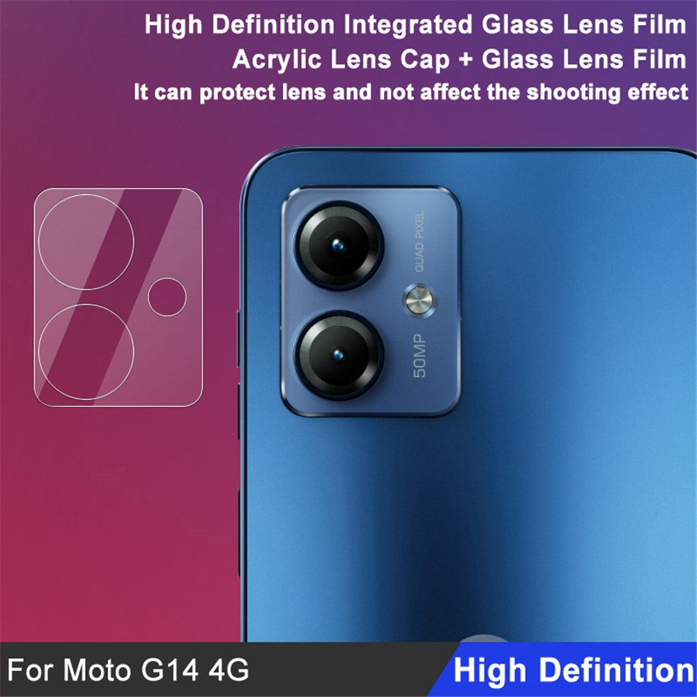 Tempered Glass Camera Lens Protector with Acrylic Lens Cap IMAK for Motorola Moto G14 4G