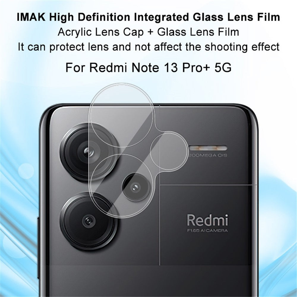 Tempered Glass Camera Lens Film+Acrylic Lens Cap IMAK For Xiaomi Redmi Note 13 Pro+