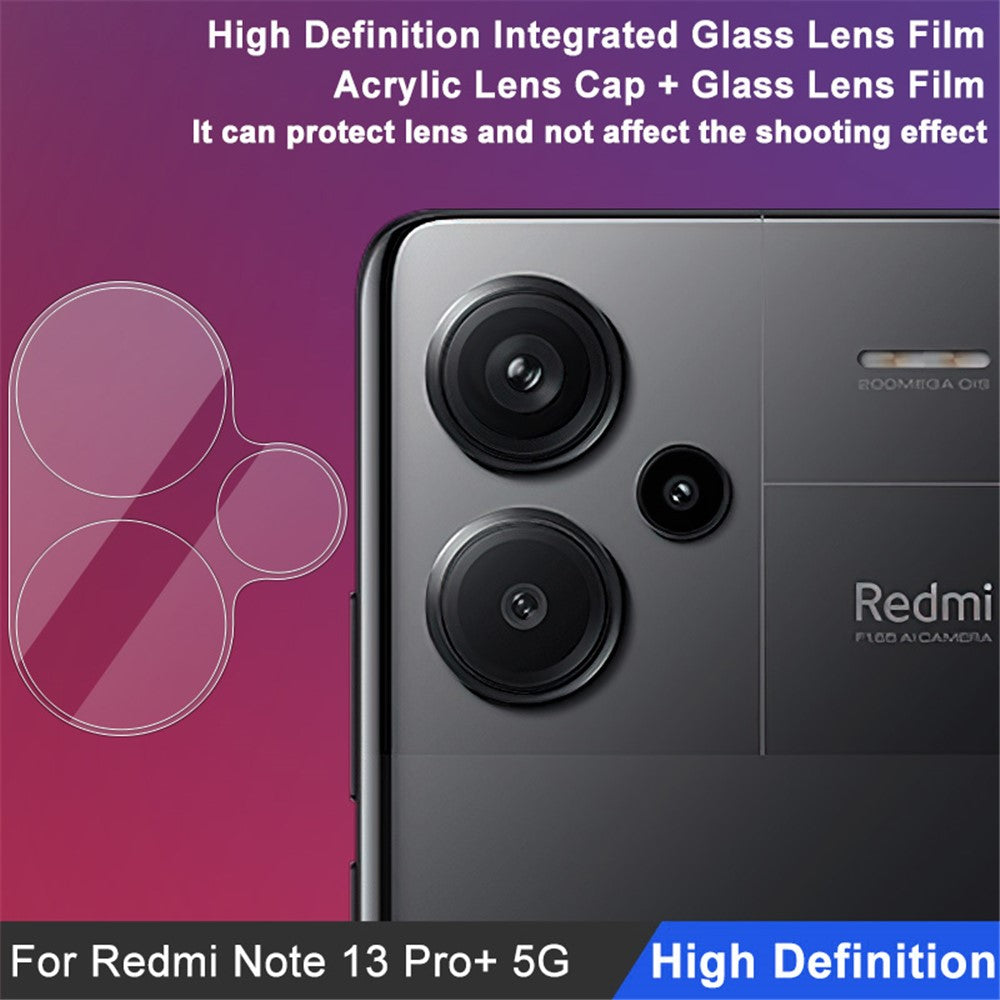 Tempered Glass Camera Lens Film+Acrylic Lens Cap IMAK For Xiaomi Redmi Note 13 Pro+