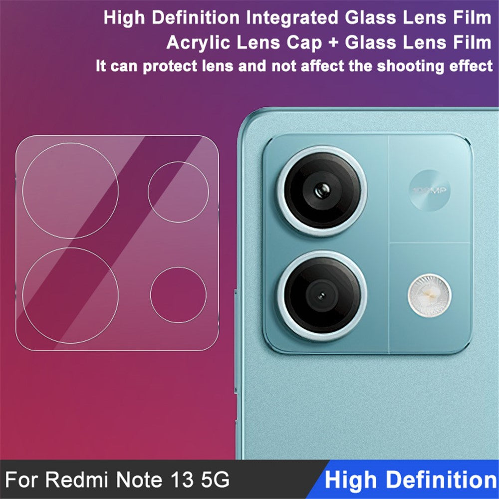 Tempered Glass Camera Lens Film+Acrylic Lens Cap IMAK For Xiaomi Redmi Note 13 5G