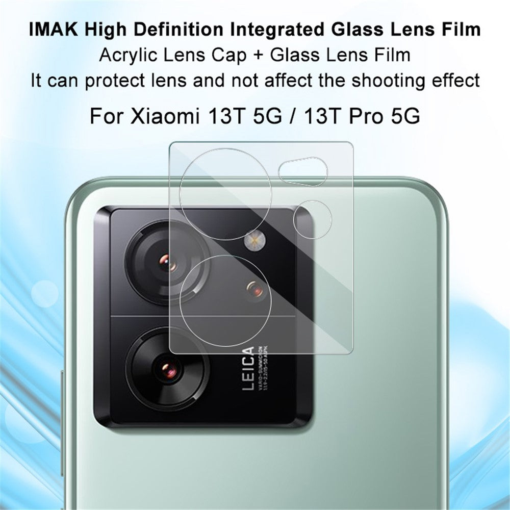 Tempered Glass Camera Lens Film+Acrylic Lens Cap IMAK For Xiaomi 13T / 13T Pro