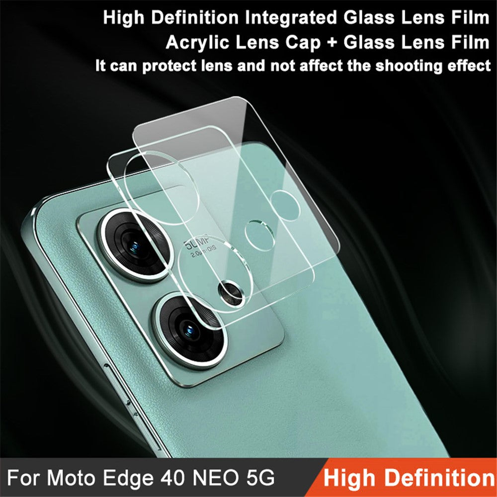 Tempered Glass Camera Lens Protector with Acrylic Lens Cap IMAK for Motorola Edge 40 Neo 5G