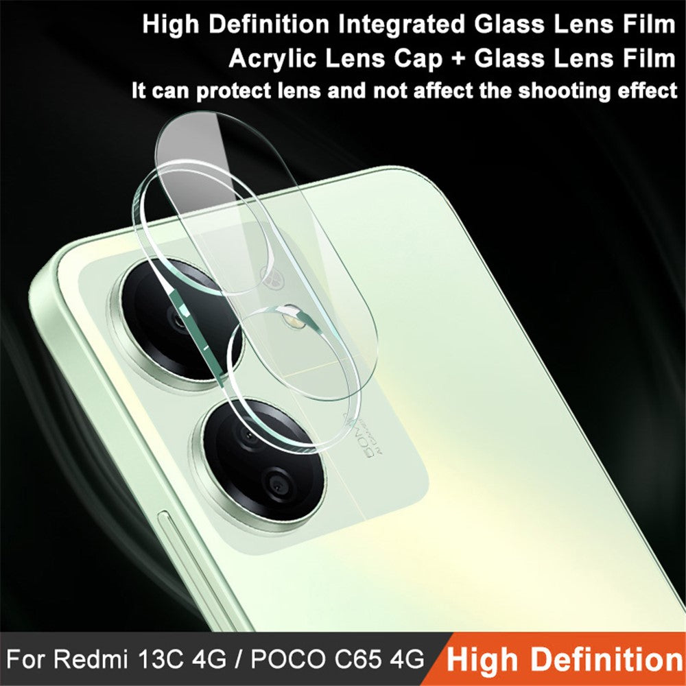Tempered Glass Camera Lens Film+Acrylic Lens Cap IMAK For Xiaomi Redmi 13C 4G / Poco C65 4G