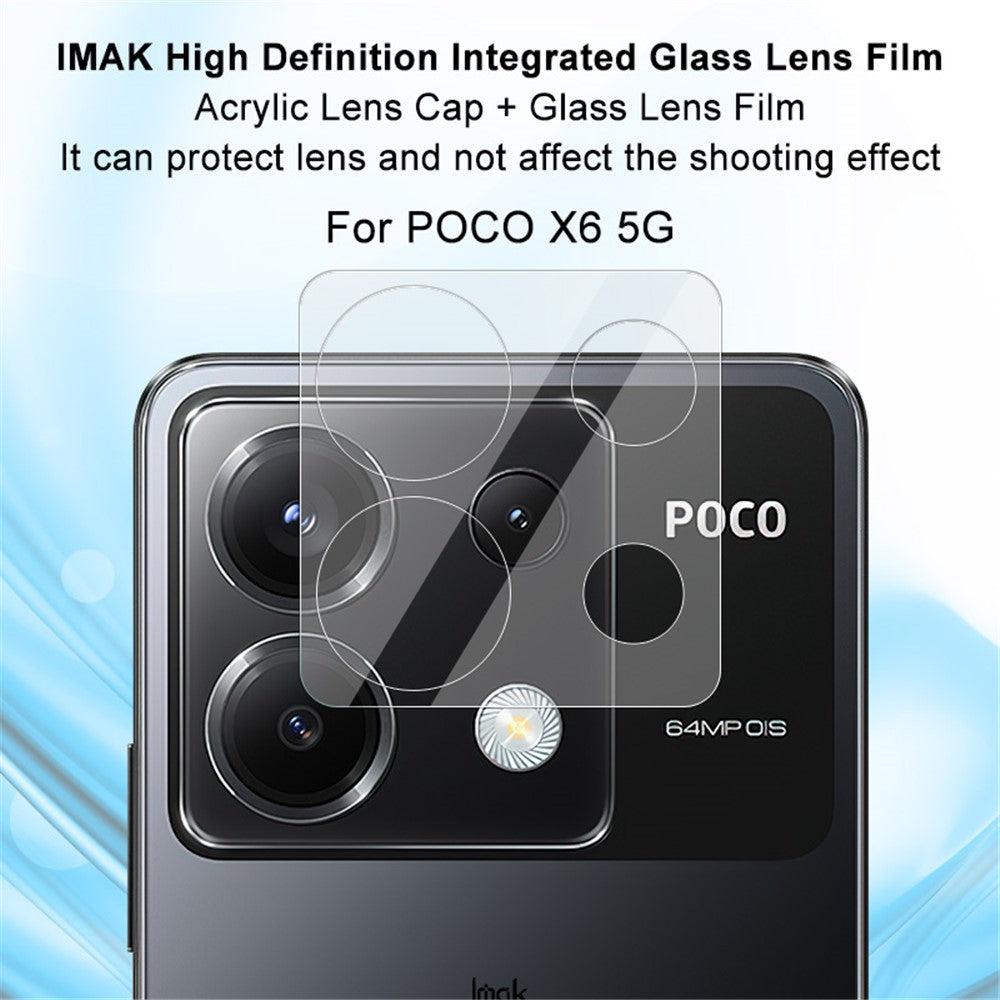 Tempered Glass Camera Lens Film+Acrylic Lens Cap IMAK For Xiaomi Poco X6 5G / Redmi Note 13 Pro 5G