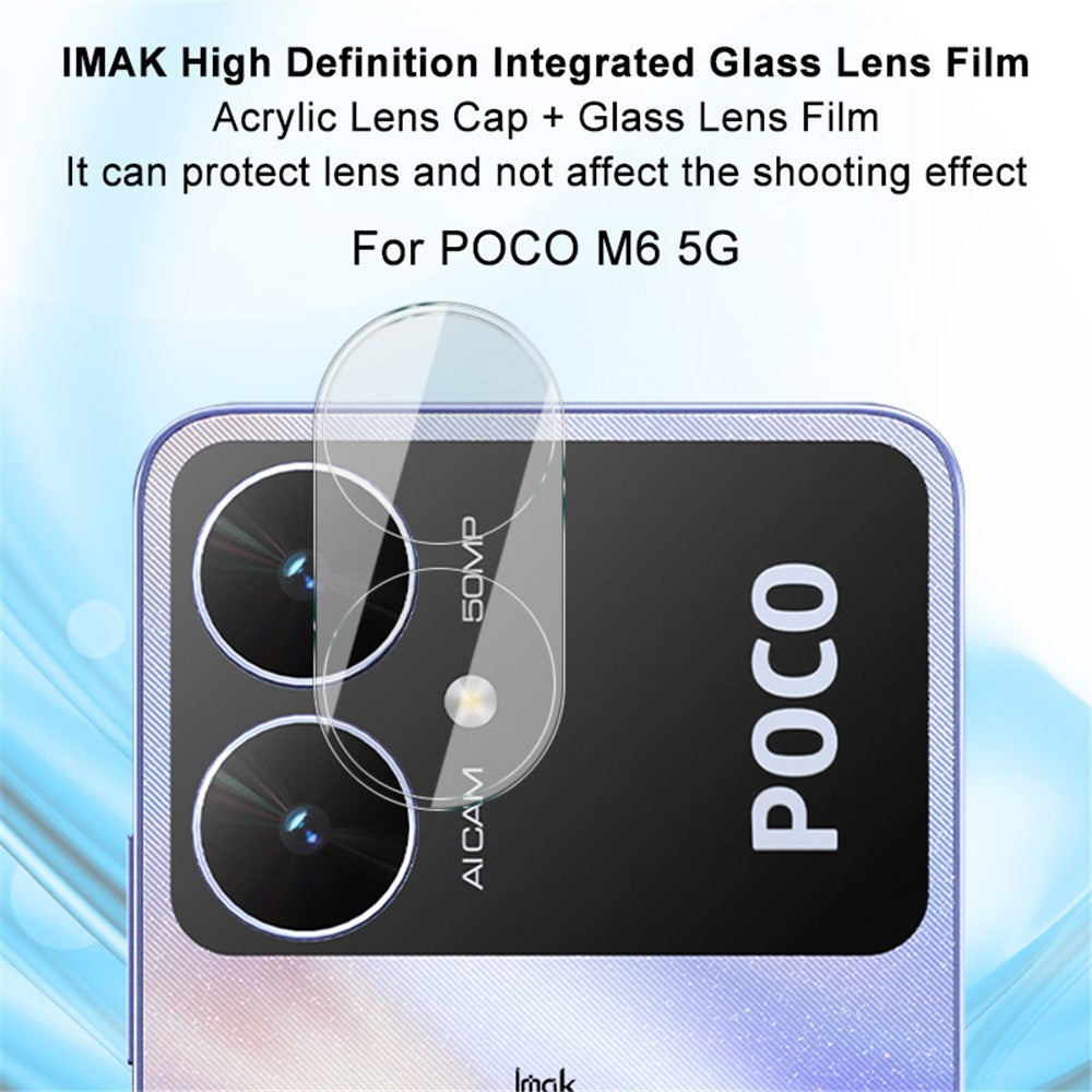 Tempered Glass Camera Lens Film+Acrylic Lens Cap IMAK For Xiaomi Poco M6 5G