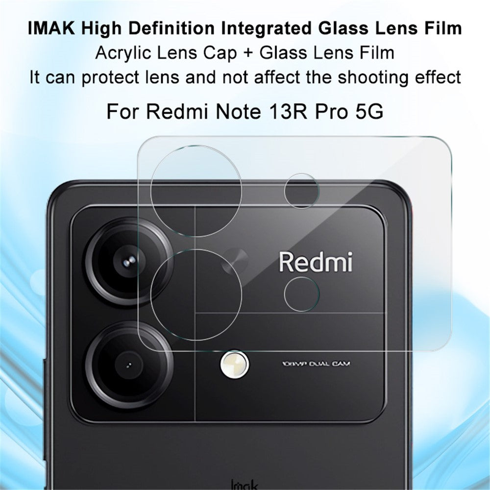 Tempered Glass Camera Lens Film+Acrylic Lens Cap IMAK For Xiaomi Redmi Note 13R Pro 5G