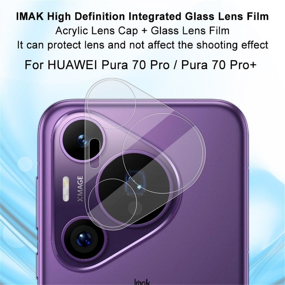 Tempered Glass Camera Lens Film+Acrylic Lens Cap IMAK For Huawei Pura 70 Pro / 70 Pro+