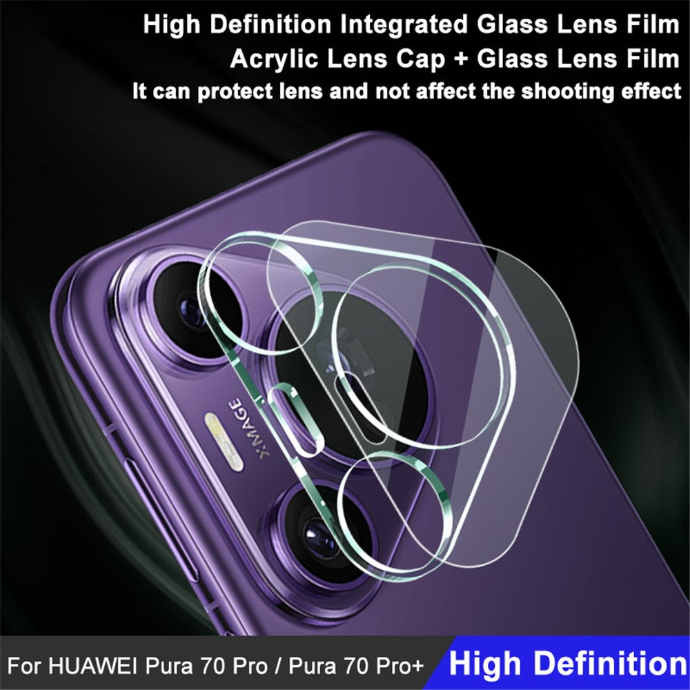 Tempered Glass Camera Lens Film+Acrylic Lens Cap IMAK For Huawei Pura 70 Pro / 70 Pro+