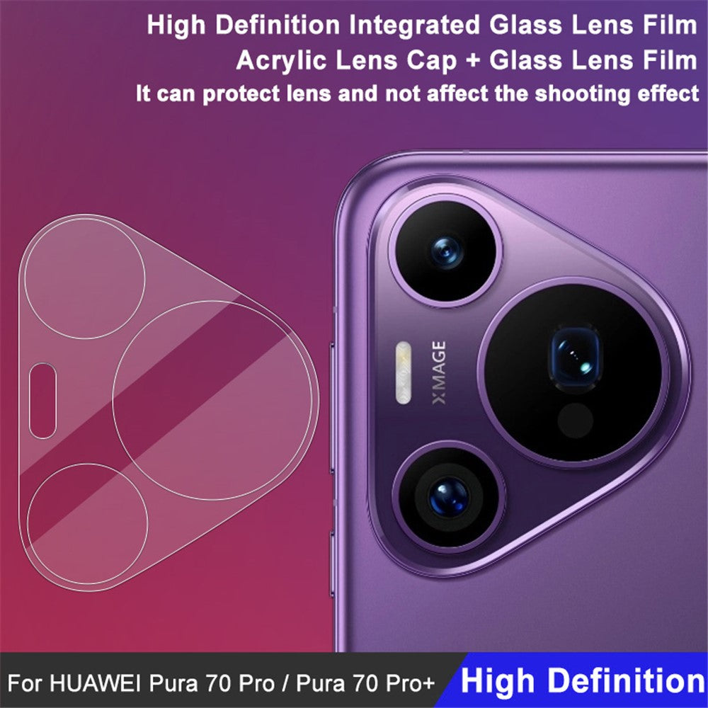 Tempered Glass Camera Lens Film+Acrylic Lens Cap IMAK For Huawei Pura 70 Pro / 70 Pro+
