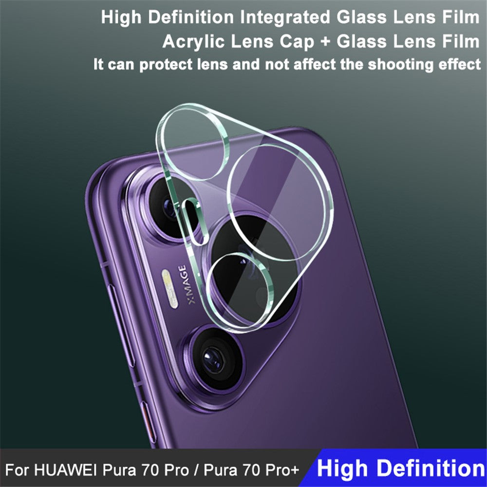 Tempered Glass Camera Lens Film+Acrylic Lens Cap IMAK For Huawei Pura 70 Pro / 70 Pro+