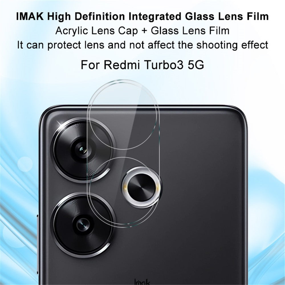 Tempered Glass Camera Lens Film+Acrylic Lens Cap IMAK For Xiaomi Redmi Turbo 3 5G / Poco F6 5G