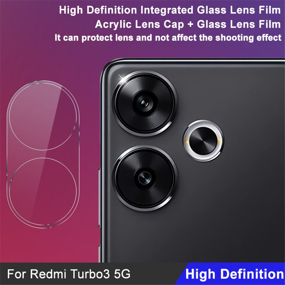 Tempered Glass Camera Lens Film+Acrylic Lens Cap IMAK For Xiaomi Redmi Turbo 3 5G / Poco F6 5G