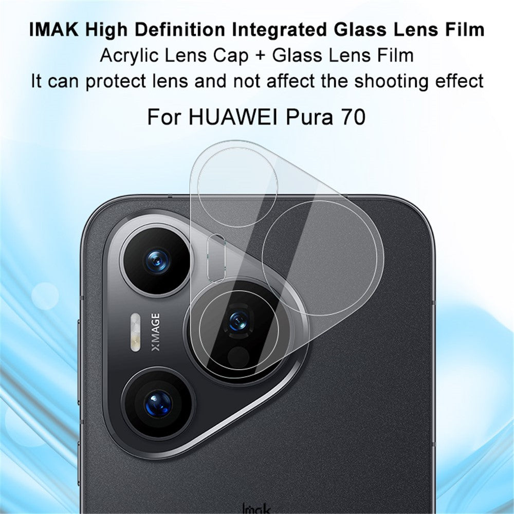 Tempered Glass Camera Lens Film+Acrylic Lens Cap IMAK For Huawei Pura 70