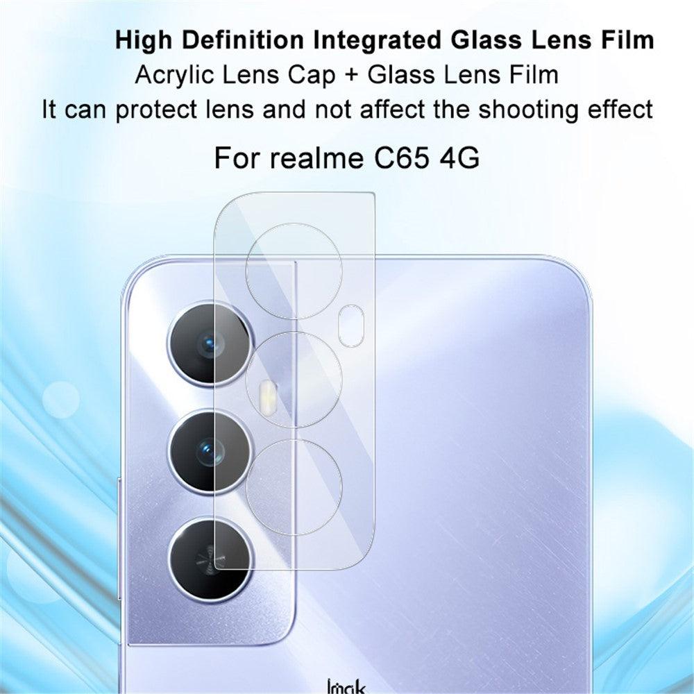 Tempered Glass HD Camera Lens Film + Acrylic Lens Cap IMAK For Realme C65 4G