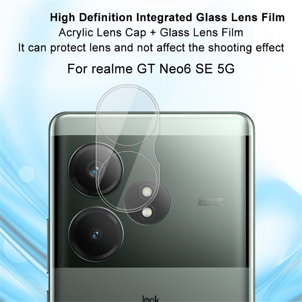 Tempered Glass HD Camera Lens Film + Acrylic Lens Cap IMAK For Realme GT Neo6 SE 5G