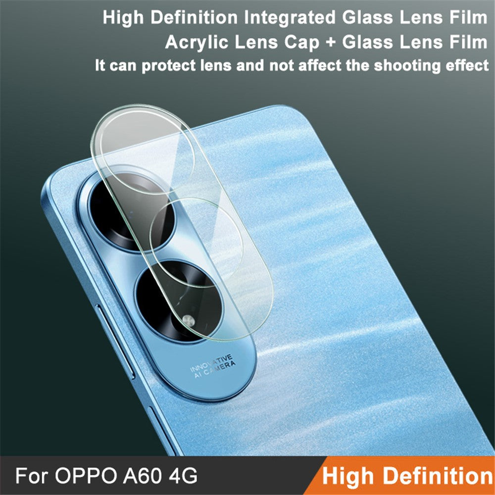 Tempered Glass Camera Lens Film+Acrylic Lens Cap IMAK For Oppo A60 4G
