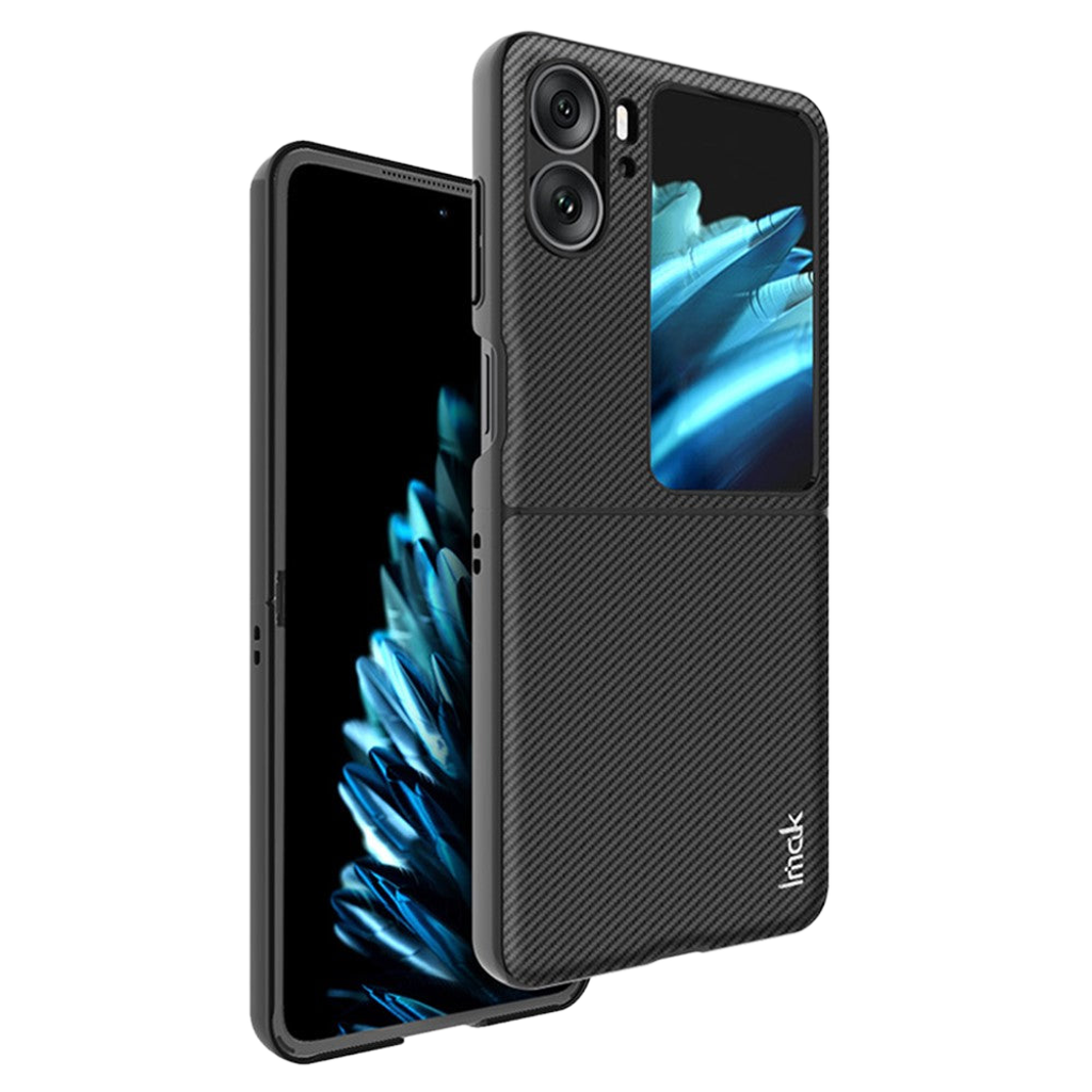 Carbon Fibre Textured PU Leather Case IMAK Ruiyi Series for Oppo Find N2 Flip 5G