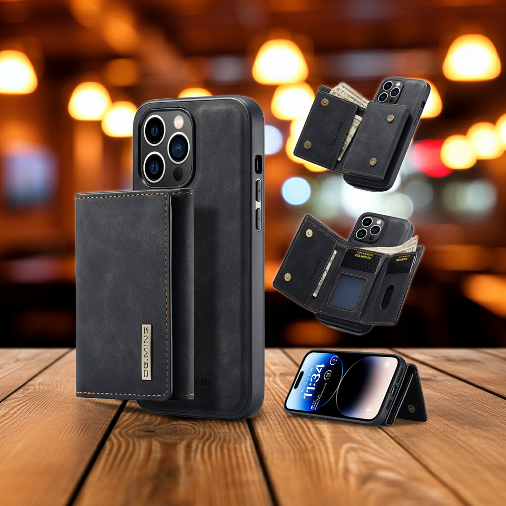 2-in-1 Phone Wallet Case – Protective Cover with Card Slots and Cash Pocket, Slim Design, Compatible with Most Smartphones